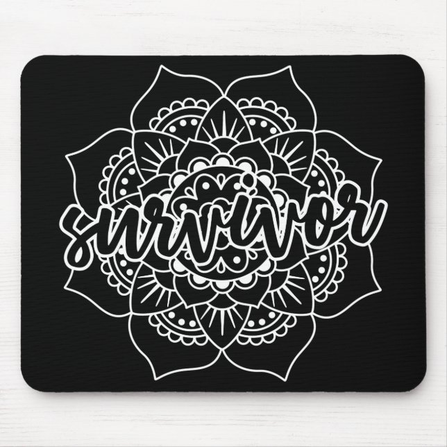 Cancer Survivor Mandala in White Mouse Pad (Front)