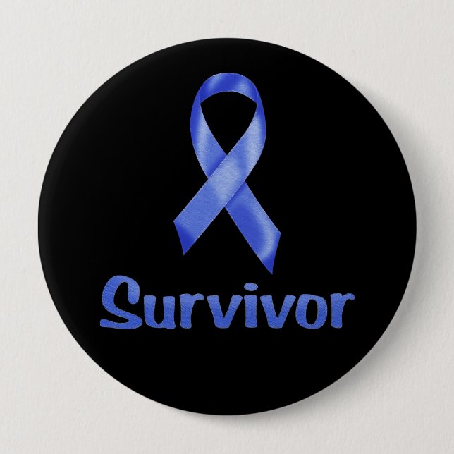 Cancer Survivor Navy 4 Inch Round Button (Front)