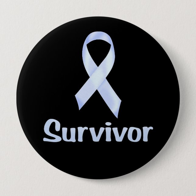 Cancer Survivor Pale Blue 4 Inch Round Button (Front)