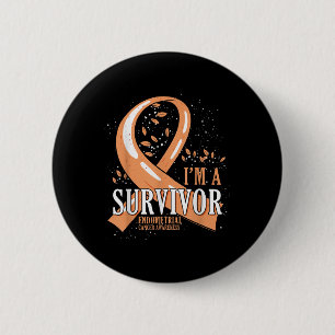 Cancer Survivor Peach Ribbon Endometrial Cancer Aw 2 Inch Round Button