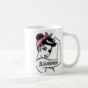 Cancer Survivor Rosie Riveter Pink Awareness Women Coffee Mug
