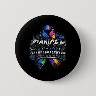 Cancer Survivor Strong Awareness Ribbon Shirt 2 Inch Round Button