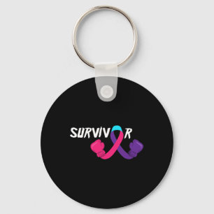 Cancer Survivor Support Thyroid Cancer Awareness  Keychain
