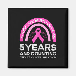 Cancer Survivor Tee 5 Years Cancer Free Pink Rainb Magnet