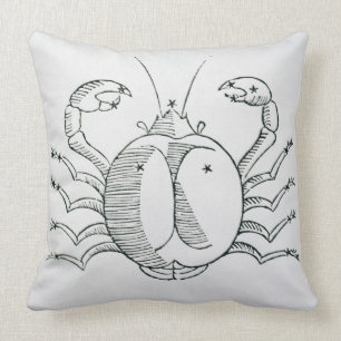 Cancer (the Crab) an illustration from the 'Poetic Throw Pillow