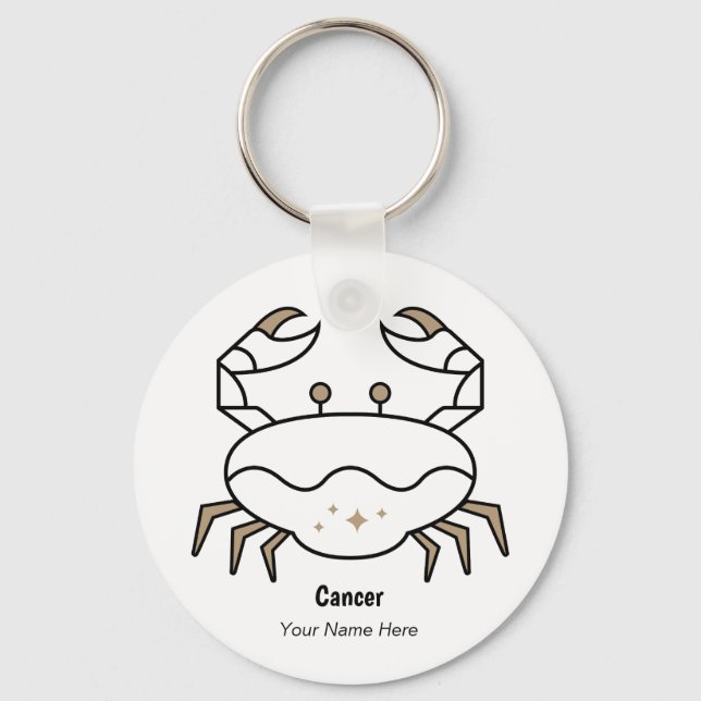 Cancer the crab birthday black gold zodiac keychain (Front)