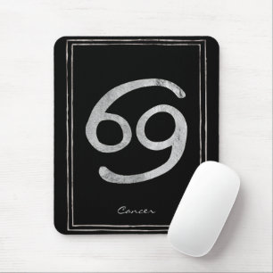 Cancer the crab hammered silver stylized astrology mouse pad