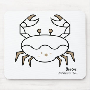 Cancer the crab personalized black gold zodiac mouse pad