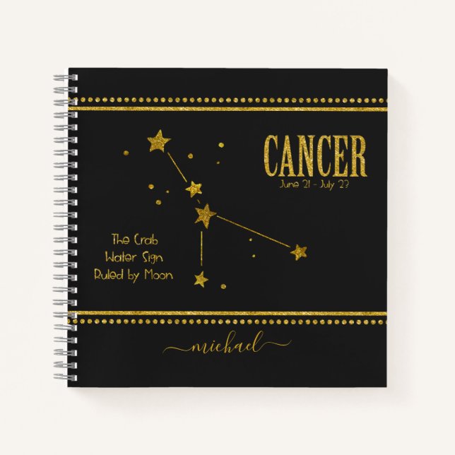 Cancer the Crab Star Zodiac Sign Notebook (Front)