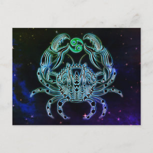 cancer the crab zodiac postcard