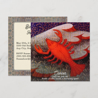 Cancer the Crab Zodiac Sign Birthday Party Invitation