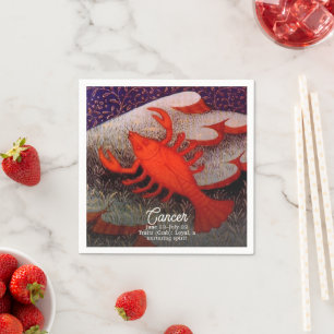 Cancer the Crab Zodiac Sign Birthday Party Napkin