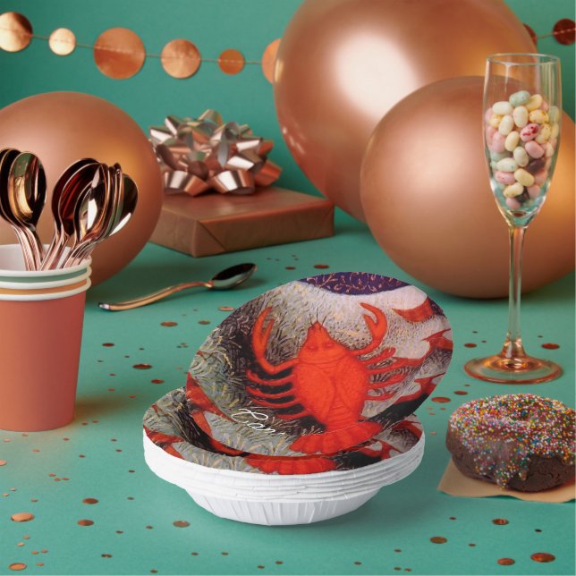 Cancer the Crab Zodiac Sign Birthday Party Paper Plate (Multi)