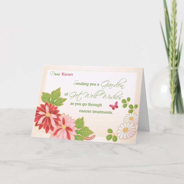 Cancer Treatments Custom Name Get Well Wishes, Flo Card (Front)