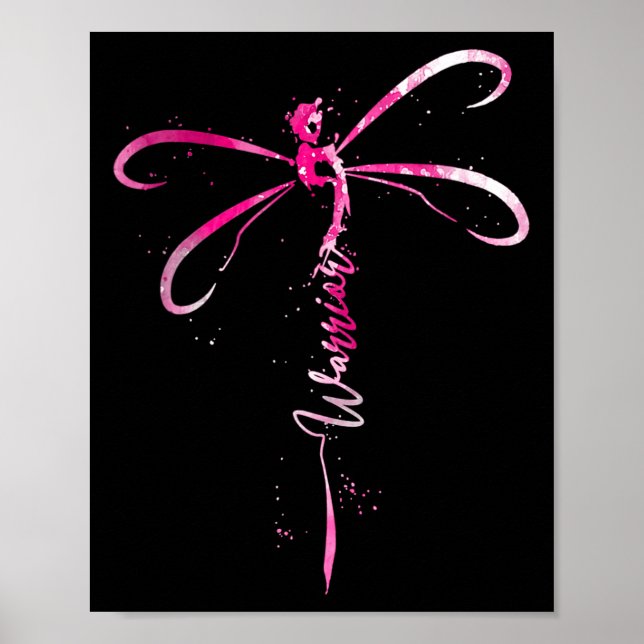 Cancer Warrior Breast Cancer Awareness Dragonfly  Poster (Front)