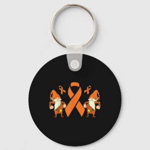 Cancer Warrior Gnome Orange Ribbon Leukaemia Aware Keychain