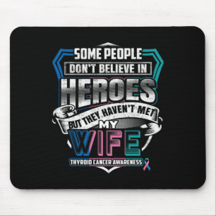 Cancer Warrior I Wear Blue Pink Teal For My Wife  Mouse Pad