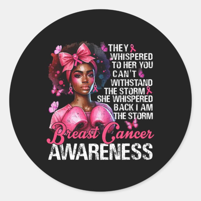 Cancer Warrior I'm The Storm Strong Women Pink Rib Classic Round Sticker (Front)