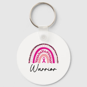 Cancer Warrior Pink Breast Cancer Awareness Rainbo Keychain