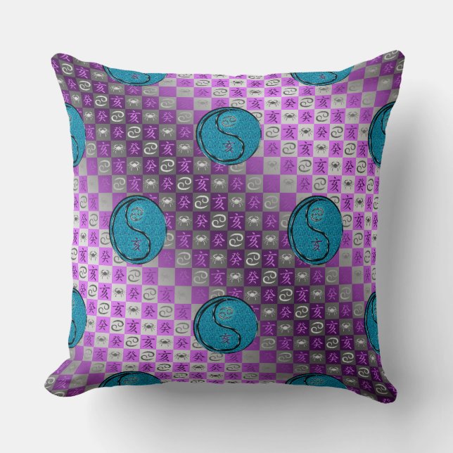 Cancer & Water Boar Throw Pillow (Front)