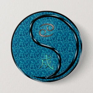 Cancer & Water Dog 3 Inch Round Button