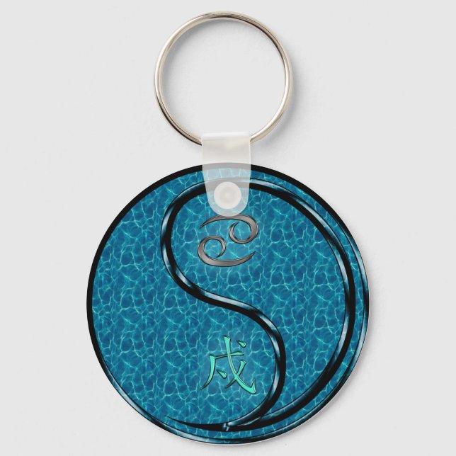 Cancer & Water Dog Keychain (Front)
