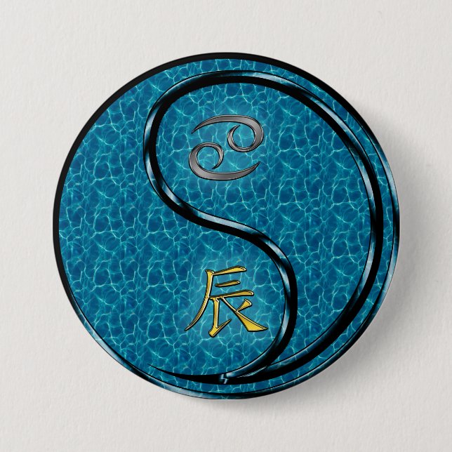 Cancer & Water Dragon 3 Inch Round Button (Front)