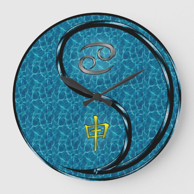 Cancer & Water Monkey Large Clock (Front)