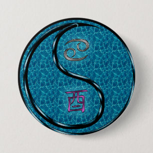 Cancer & Water Rooster 3 Inch Round Button