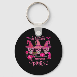 Cancer Wear Pink Halloween Pumpkin  Keychain