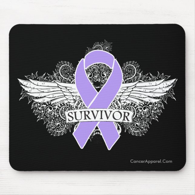 Cancer Winged SURVIVOR Ribbon Mouse Pad (Front)