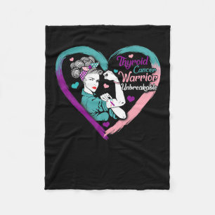 Cancer Woman Warrior Purple Pink Ribbon Awareness Fleece Blanket