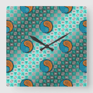 Cancer & Wood Dog Square Wall Clock