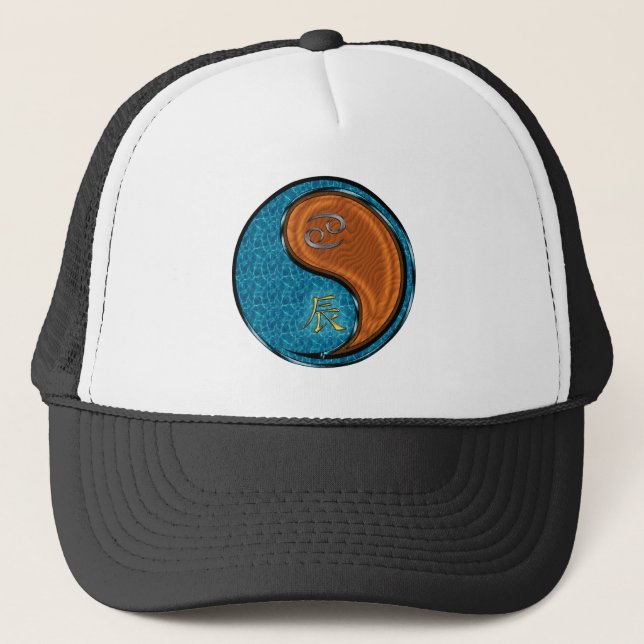 Cancer & Wood Dragon Trucker Hat (Front)
