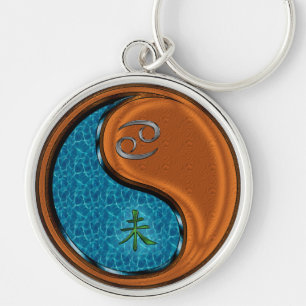 Cancer & Wood Goat Keychain
