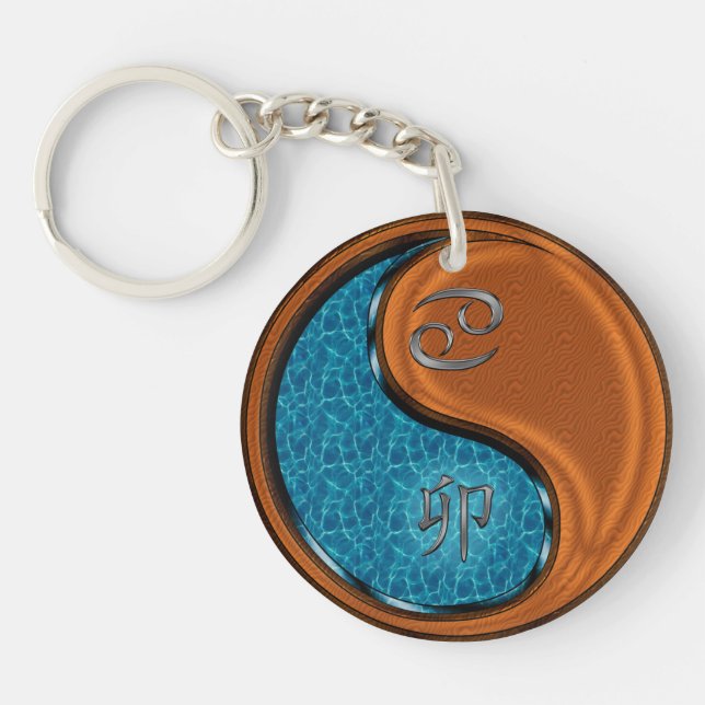 Cancer & Wood Rabbit Keychain (Front)