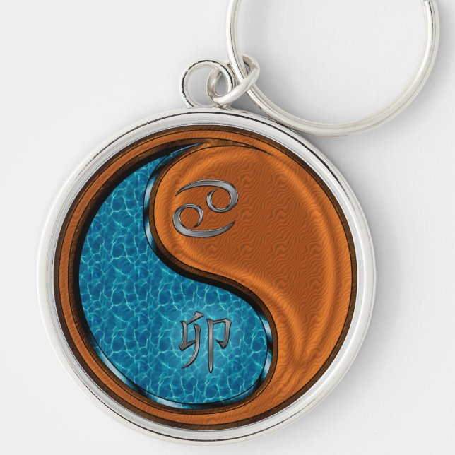 Cancer & Wood Rabbit Keychain (Front)