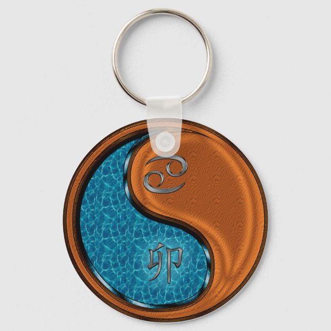 Cancer & Wood Rabbit Keychain (Front)