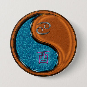 Cancer & Wood Rooster 3 Inch Round Button