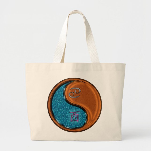 Cancer & Wood Rooster Large Tote Bag (Front)