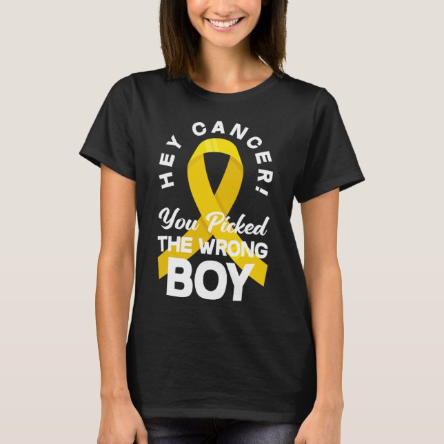 Cancer You Picked The Wrong Boy Childhood Cancer W T-Shirt (Front)