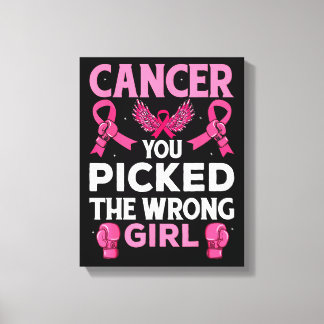 Cancer You Picked The Wrong Girl Boxing Gloves Awa Canvas Print