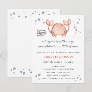 Cancer Zodiac Baby Shower Invitation
