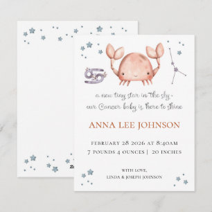 Cancer Zodiac Birth Announcement