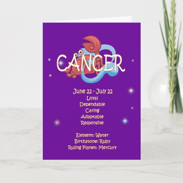 Cancer Zodiac Birthday Card (Front)