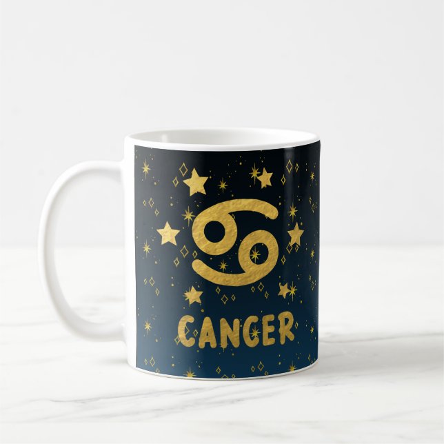 Cancer Zodiac Blue and Gold Astrology Mug (Left)