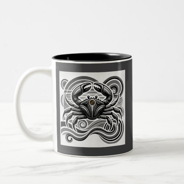 Cancer Zodiac Café Mug noir et blanc (Gauche)