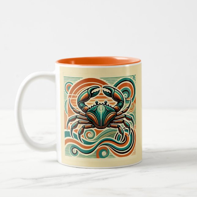 Cancer Zodiac Coffee Mug Retro Design (Left)