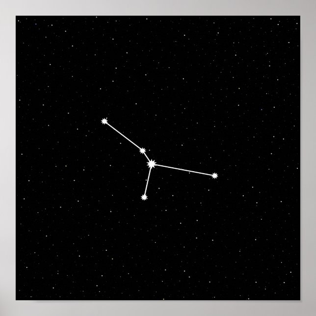 Cancer Zodiac Constellation Modern Black & White Poster (Front)