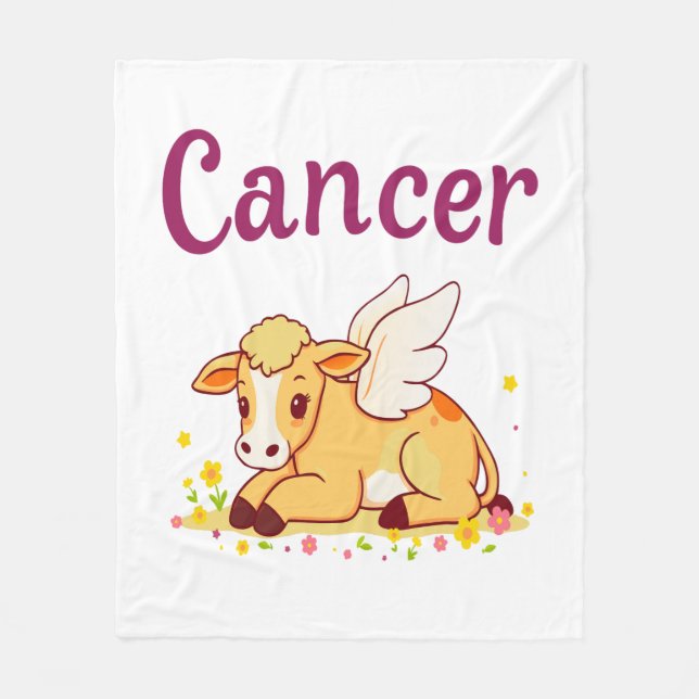 Cancer Zodiac Cow , Cute Cancer Fleece Blanket (Front)